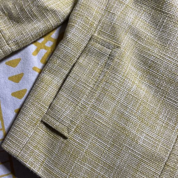 Ann Taylor Loft Tweed Blazer Jacket Yellow Size 8 3/4 Sleeves Button Front Women - Picture 3 of 10
